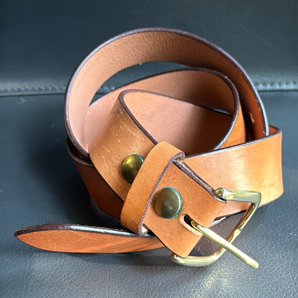 Bianchi Men's Tan Leather Belt Made in Mexico